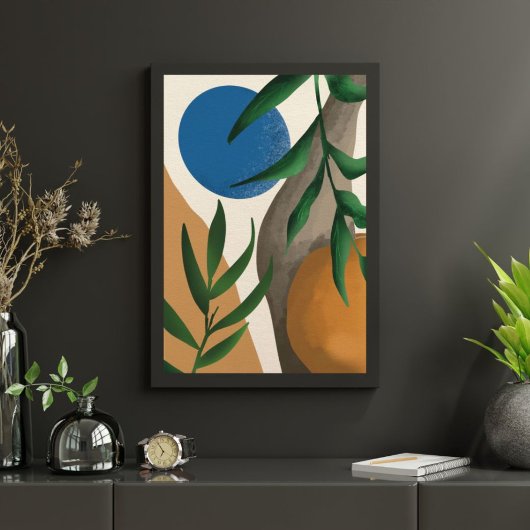 Boho Leaf Abstract Wall Art Digitaal Schilderen Canvas Afdruk