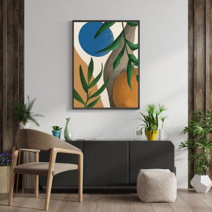 Boho Leaf Abstract Wall Art Digitaal Schilderen Canvas Afdruk
