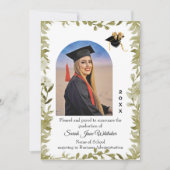 Boho Leaf Border College Graduation announcement Kaart (Voorkant)