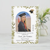Boho Leaf Border College Graduation announcement Kaart (Staand voorkant)