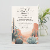 Boho Leaf Desert Cacti Succulent Vrijgezellenfeest Kaart (Staand voorkant)