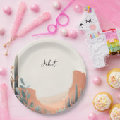 Boho Leaf Desert Cacti Succulent Vrijgezellenfeest Papieren Bordje (Feest)