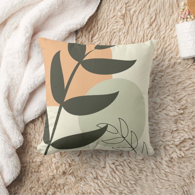 Boho Leaf Design Throw Pillow Kussen (Deken)