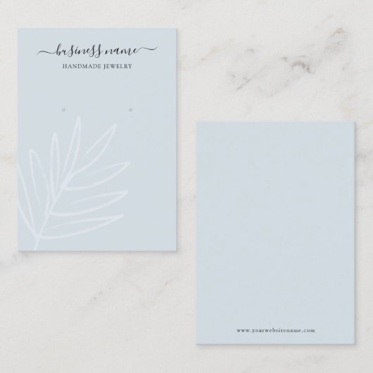 Boho Leaf Dusty Blue Earring Jewelry Display Visitekaartje (Voorkant / Achterkant)