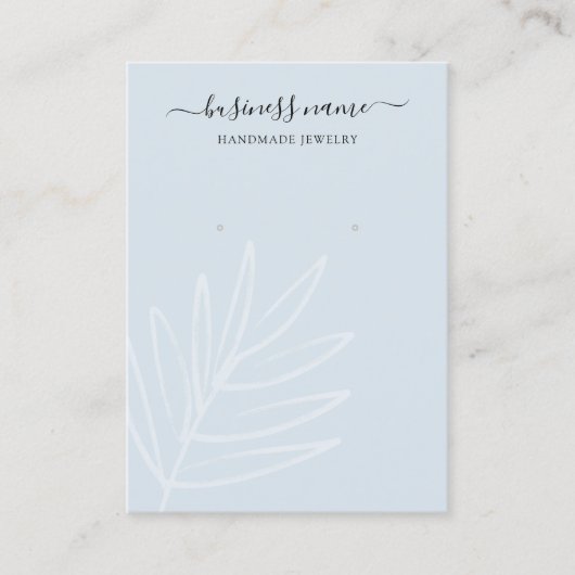 Boho Leaf Dusty Blue Earring Jewelry Display Visitekaartje (Voorkant)