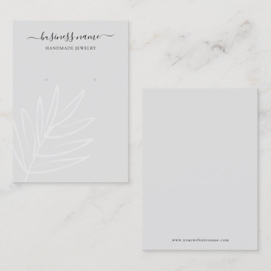 Boho Leaf Grey Earring Jewelry Display Visitekaartje (Voorkant / Achterkant)