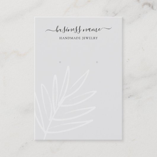 Boho Leaf Grey Earring Jewelry Display Visitekaartje (Voorkant)