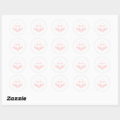 Boho Leaf Monogram Koraal Roze Huwelijk Ronde Sticker (Vel)