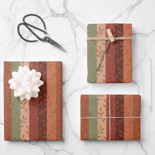 Boho Leaf Patroon Rustieke Home Decor Inpakpapier Vel (Voorkant)