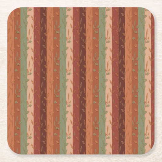 Boho Leaf Patroon Rustieke Home Decor Kartonnen Onderzetters (Voorkant)