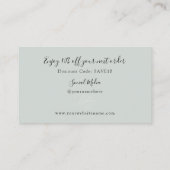 Boho Leaf Sage Green bedankt u voor uw bestelling Visitekaartje (Achterkant)