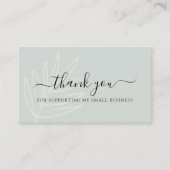 Boho Leaf Sage Green bedankt u voor uw bestelling Visitekaartje (Voorkant)