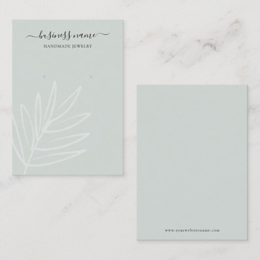Boho Leaf Sage Green Earring Jewelry Display Visitekaartje (Voorkant / Achterkant)