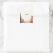Boho Leaf Woestijn Cactussen Vetplant Bruidsdouche Vierkante Sticker (Tas)