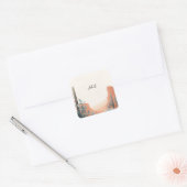 Boho Leaf Woestijn Cactussen Vetplant Bruidsdouche Vierkante Sticker (Envelop)