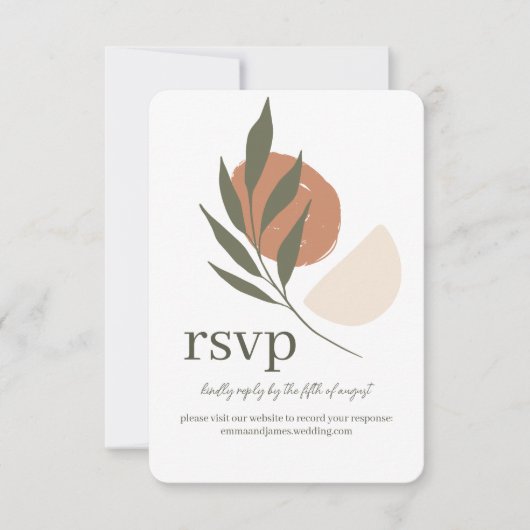 Boho Leafy Response RSVP Wedding Site Kaart (Voorkant)