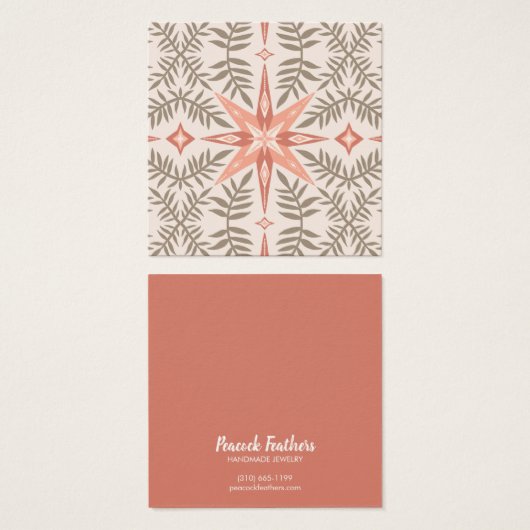 Boho Leafy Star Earring Ketting Jewelry Display Vierkante Visitekaartjes (Voorkant /achterkant)