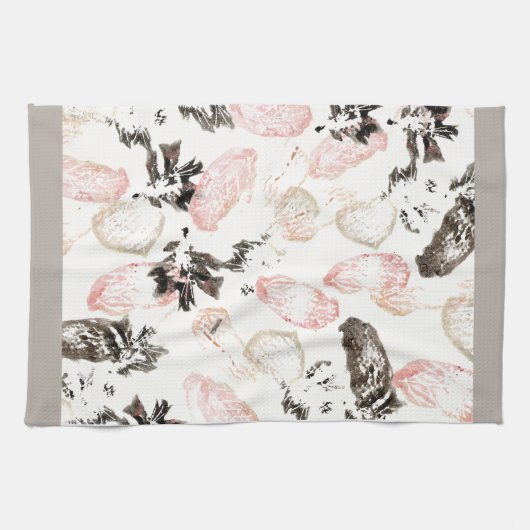 Boho Leaves and Feathers Volledige Print Keukenhan Theedoek (Horizontaal)