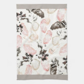 Boho Leaves and Feathers Volledige Print Keukenhan Theedoek (Verticaal)