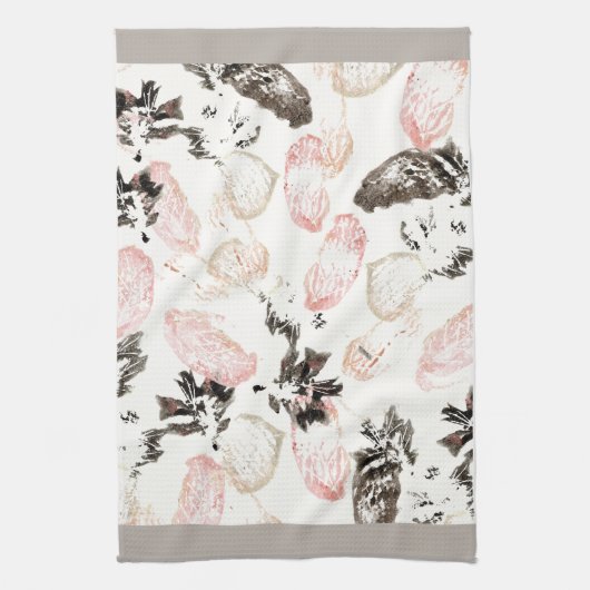 Boho Leaves and Feathers Volledige Print Keukenhan Theedoek (Verticaal)