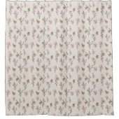 Boho Leaves Botanical Beige Cream Roze Zwart Douchegordijn (Voorkant)