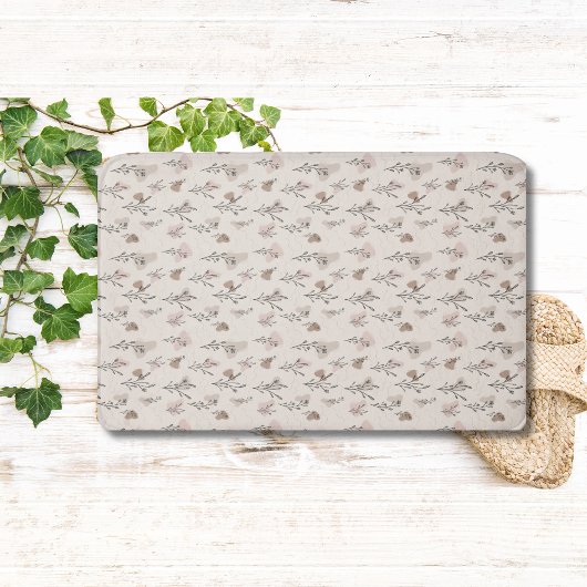 Boho Leaves Botanisch Beige Crème Roze Zwart Badmat