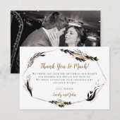 Boho Leaves & Feathers Gold Geometric / Uw foto Bedankkaart (Voorkant / Achterkant)