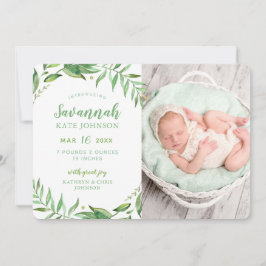 Boho Leaves Foto Birth Announement Aankondiging