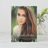 Boho Leaves Photo Afstuderen Invitation Kaart (Staand voorkant)