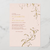 Boho  Leaves Rustic Herfst Terracotta Wedding Folie Uitnodiging (Voorkant)