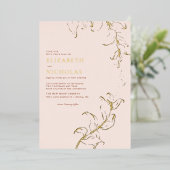 Boho  Leaves Rustic Herfst Terracotta Wedding Folie Uitnodiging (Staand Voorkant)