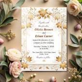 Boho Leaves Rustic Herfst Terracotta Wedding Kaart