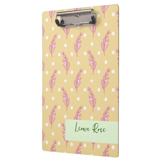 Boho Leaves & Stippen Wit Roze Cream Custom Klembord (Links)