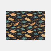 Boho Leaves turquoise Fleece Deken (Voorkant (Horizontaal))