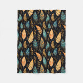 Boho Leaves turquoise Fleece Deken (Voorkant)
