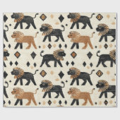 Boho Leeuw Tribale Safari Patroon Cadeaupapier (Vlak)