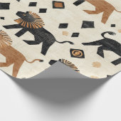 Boho Leeuw Tribale Safari Patroon Cadeaupapier (Hoek)