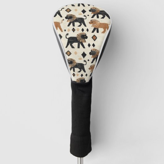 Boho Leeuw Tribale Safari Patroon Golfheadcover (Voorkant)