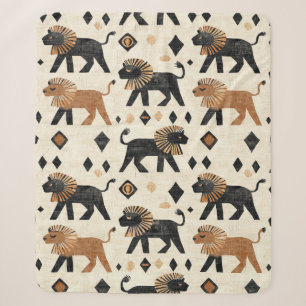 Boho Leeuw Tribale Safari Patroon Sherpa Deken