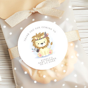 Boho Leeuw Tribale Waterverf Boheem Baby Shower Ronde Sticker
