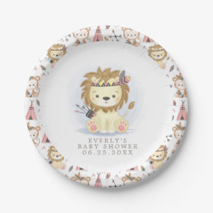 Boho Leeuw Tribale Waterverf Boheemse Baby Shower Papieren Bordje