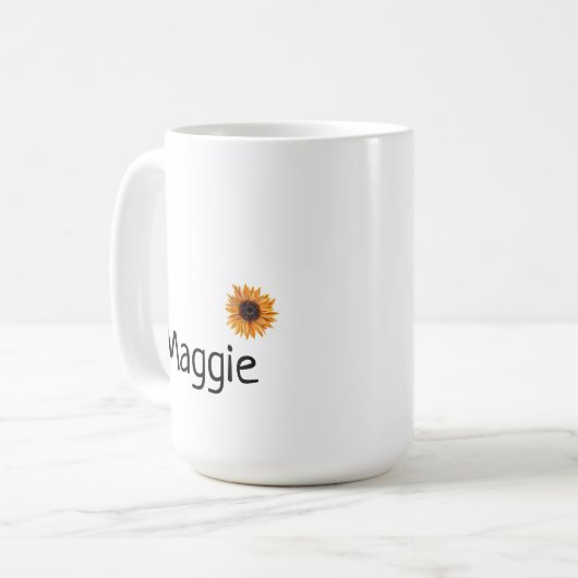 Boho Left Handed Design Zonnebloem Mok (Voorkant links)