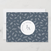 Boho Leiste Blauwe Blad Monogram Save The Date (Achterkant)