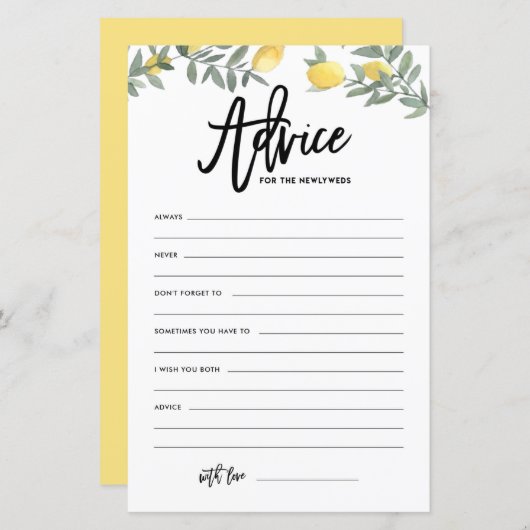 Boho Lemon Advies voor Passen getrouwd Weddenschap (Voorkant / Achterkant)