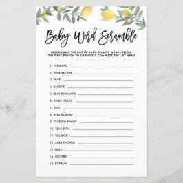 Boho Lemon Baby Word Scramble Baby shower Game