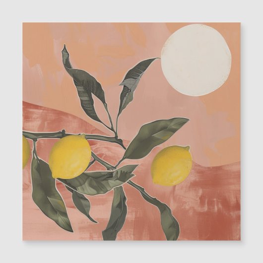 Boho Lemon Branch met Sun Minimalist Abstract (2) (Voorkant)