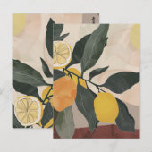 Boho Lemon Branch met Zon Abstracte Fruit Artwork Briefkaart (Voorkant / Achterkant)