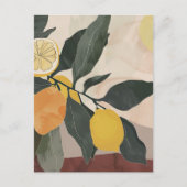 Boho Lemon Branch met Zon Abstracte Fruit Artwork Briefkaart (Voorkant)