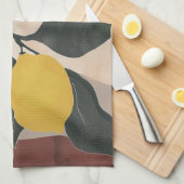 Boho Lemon Branch met Zon Abstracte Fruit Artwork Theedoek (Quarter Fold)