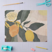 Boho Lemon Branch met Zon Abstracte Fruit Artwork Tissuepapier (Craft)